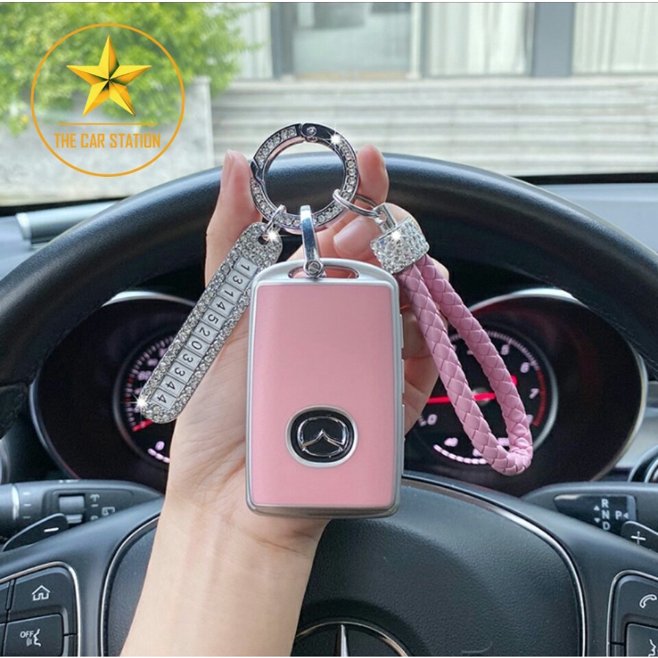 - Ốp đính đá bọc chìa khóa xe hơi ô tô Mazda 2 3 6 - Mazda CX 3 - CX 5 - CX 8 - CX 30 -  Bao da chìa khóa-Mẫu 74