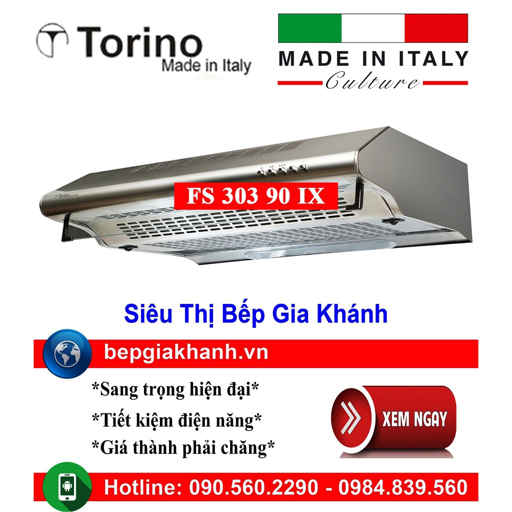 Máy hút mùi kiển cổ điển 70cm Torino FS 303 70 IX nhập khẩu Italy