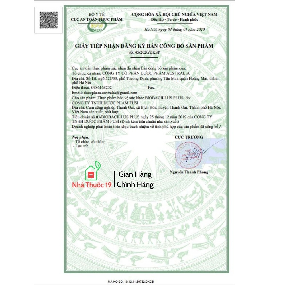 Men Vi Sinh Biobacillus Plus - Bổ Sung Lợi Khuẩn, Giảm Đầy Bụng, Khó Tiêu, Giảm Mệt Mỏi Do Tiêu Chảy (Hộp 20 Ống)