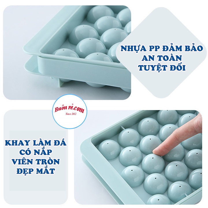 Khay đá tròn 15 viên Việt Nhật 6979 có nắp đậy, vỉ đá làm thạch hình tròn cute cho bé - 01573
