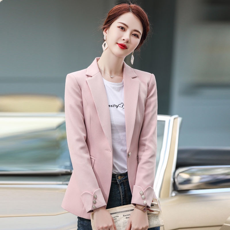 Áo Khoác Vest Tay Dài Dáng Ôm Màu Hồng Thời Trang Sang Trọng Cho Nữ