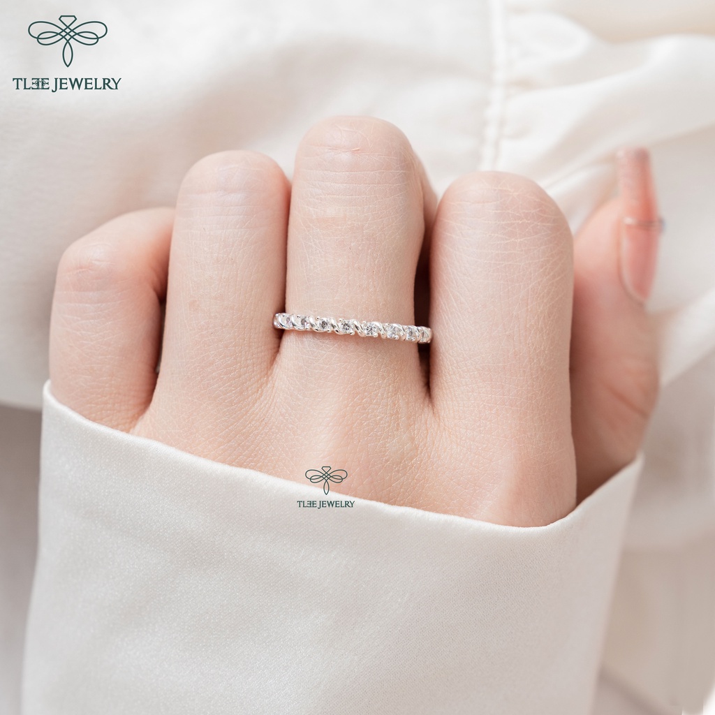 Nhẫn bạc nữ TLEE nạm đá viền bao xoắn cá tính TleeJewelry A0197