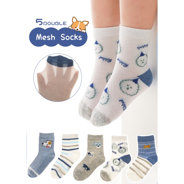 5 Đôi vớ KOKOROCARE bằng cotton mỏng họa tiết cún size S/ M/ M/ L/ XL dành cho trẻ em 1-12 tuổi