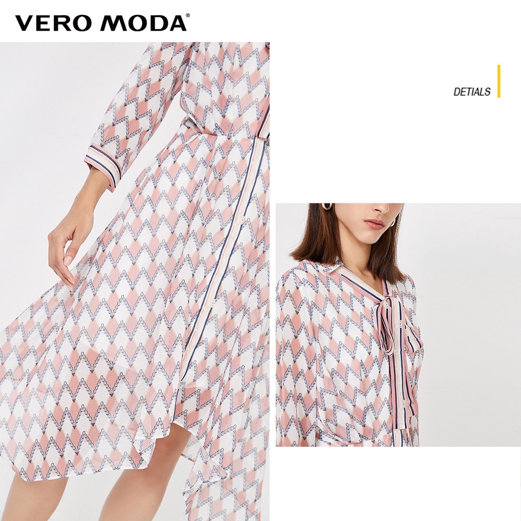 Vero Moda Đầm Sơ Mi Voan In Hình Thoi Cho Nữ 3203SZ010 TẶNG KÈM DÂY BELT