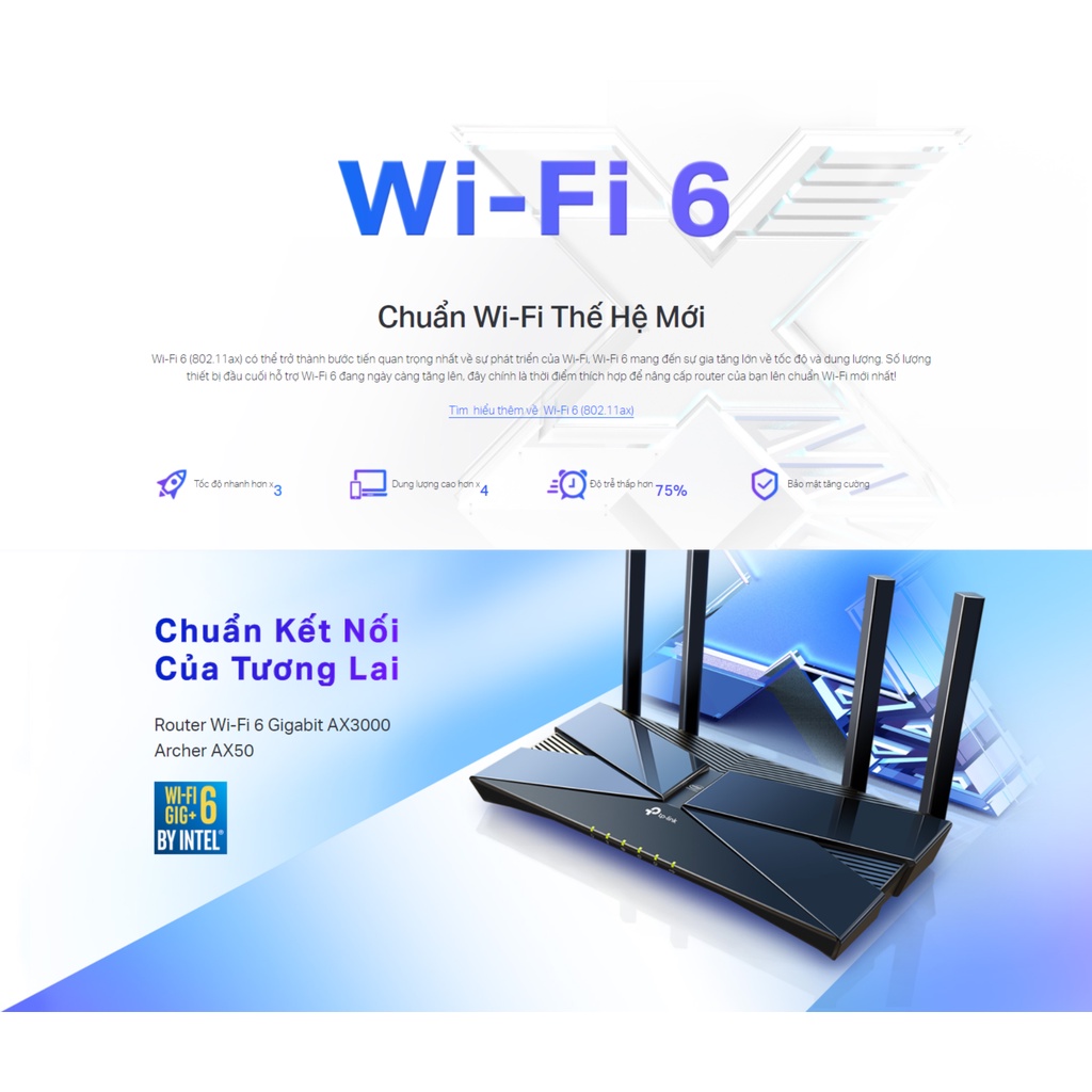 [Chính Hãng] TP-Link Archer X50 Thiết Bị Phát Wifi6 Gigabit Băng Tần Kép AX3000