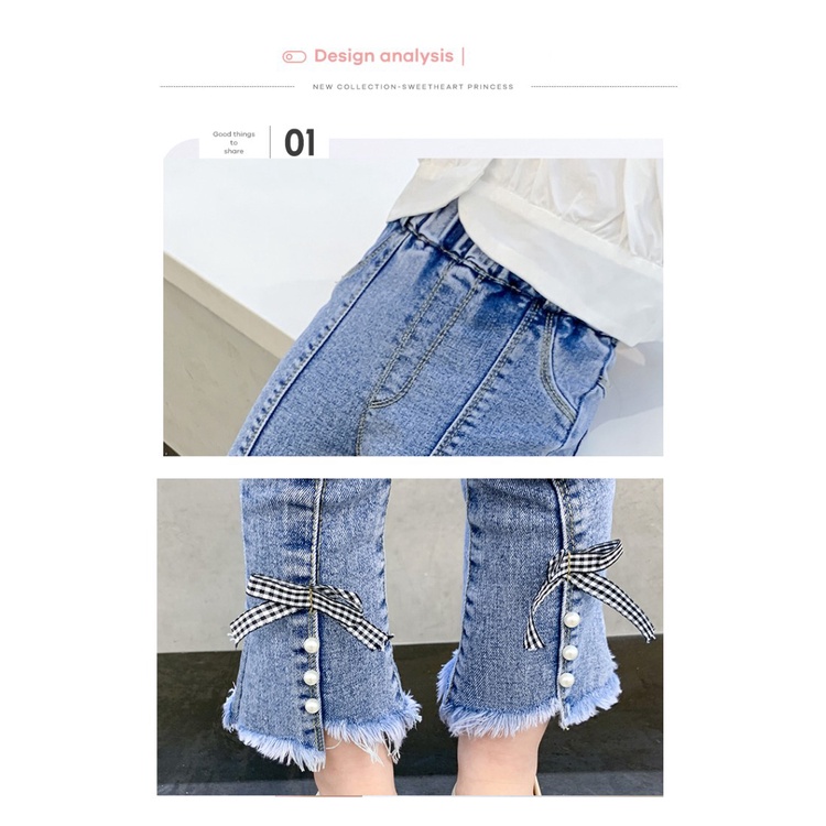 Quần jeans Dài Ống Loe Thời Trang Dành Cho Bé Gái