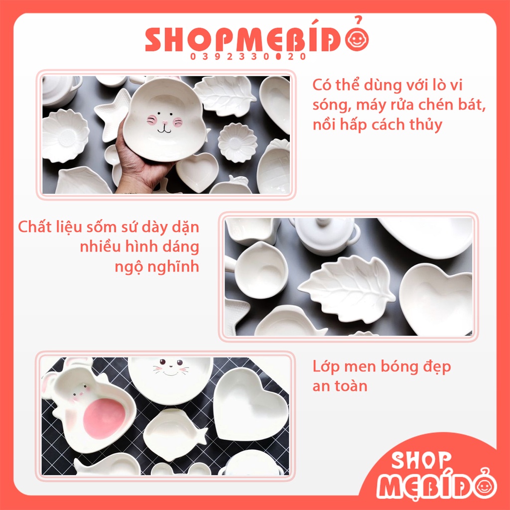 Bát ăn dặm cho bé gốm sứ kiểu Nhật màu trắng nhiều hình dễ thương N09TR - Shop Mẹ Bí Đỏ