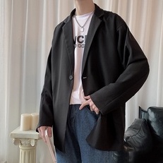Áo blazer nam dài tay form rộng B01 màu đen M.RO Thời trang Hàn Quốc Mrhero