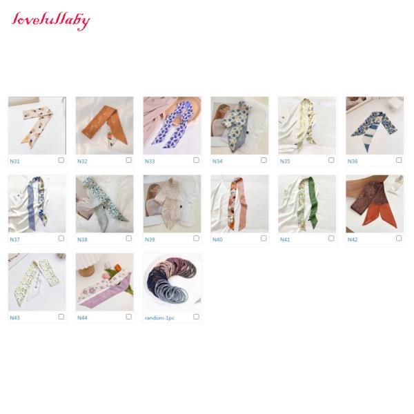 [44 styles]Khăn Buộc Tóc Dài Vải Lụa Kẻ Sọc Cho Nữ