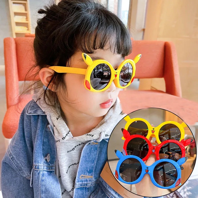 Kính Mát Phân Cực Chống Tia UV Hình Pikachu Dễ Thương Cho Bé