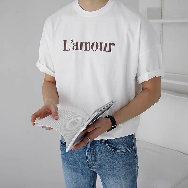 ÁO THUN TAY LỠ COTTON L’AMOUR FORM UNISEX (hình chụp thật)