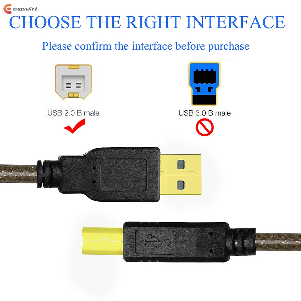 Dây cáp nối dài USB 2.0 A Male sang B Male cho máy tính/Laptop