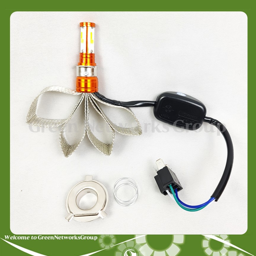 Đèn led râu H4 sáng 5 chế độ (Trắng - Vàng -Xanh Dương - Tím - Chớp đủ màu) Greennetworks ( 1 Đèn )