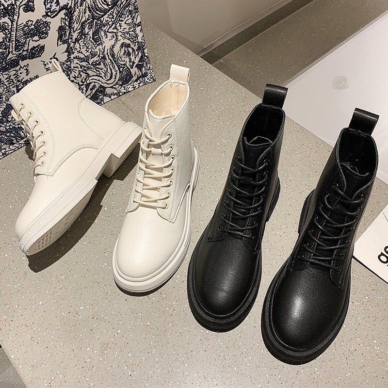 Giày bốt nữ ulzzang cao cổ khóa sau chất liệu da cao cấp phong cách hàn quốc trẻ trung cá tính dễ phối đồ | BigBuy360 - bigbuy360.vn