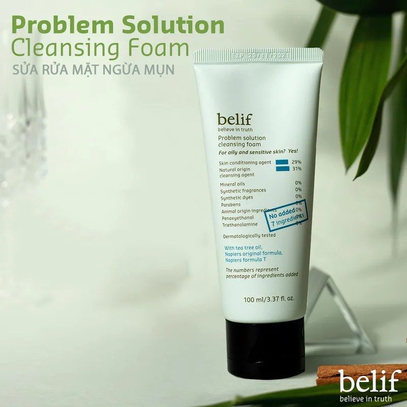 [HB Gift] Sữa rửa mặt ngăn ngừa mụn Belif Problem Solution Cleansing Foam 100 ml Gimmick