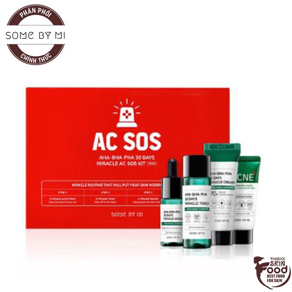 [Set 4 Items] Bộ Dưỡng Hỗ Trợ Giảm Mụn "Thần Kỳ" Trong 30 Ngày Some By Mi Miracle AC SOS Kit