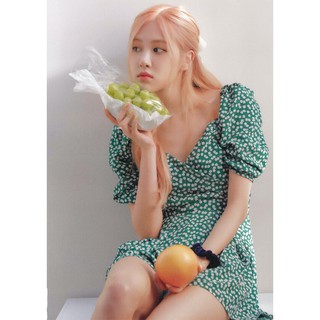 Blackpink rose Áo Liền Quần In Hoa Hồng Phối Bèo Cho Nữ