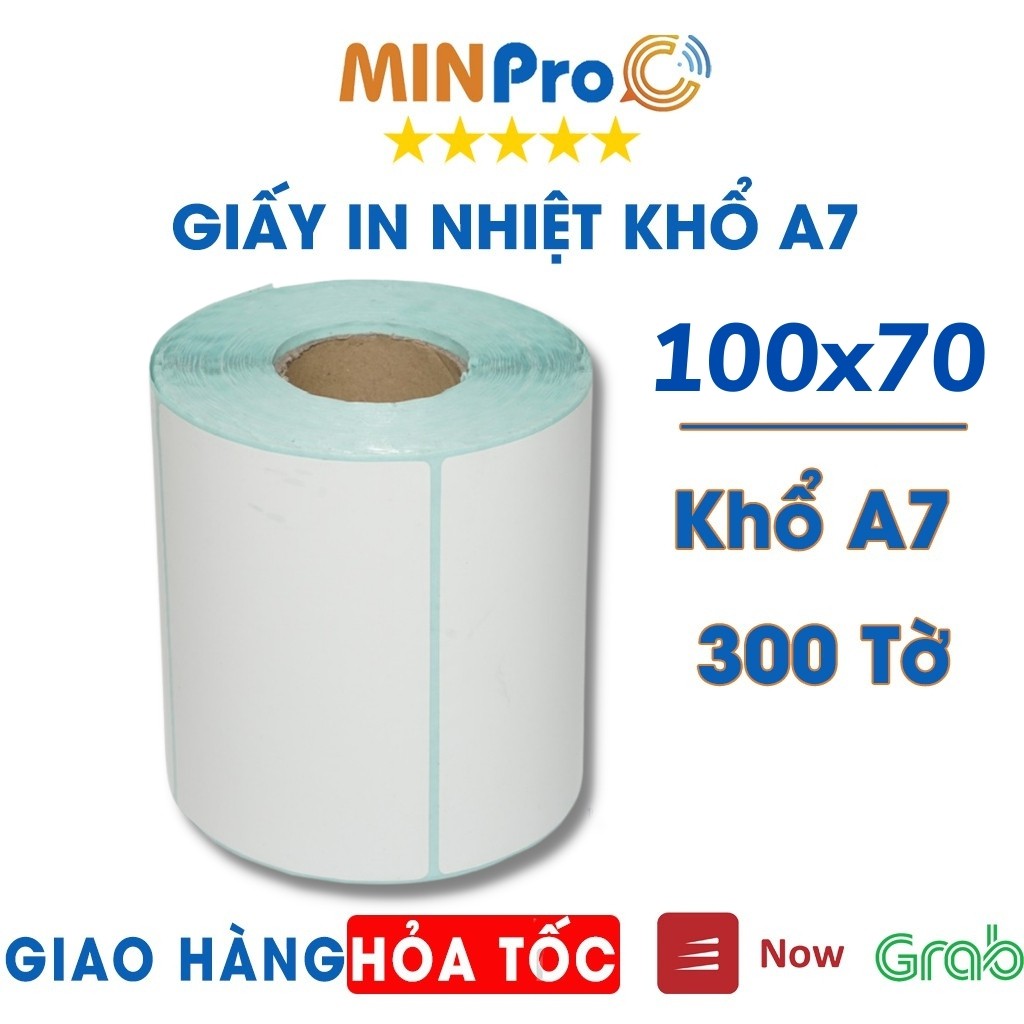 Giấy in nhiệt 3 lớp MINPRO, in đơn hàng, mã vạch, in bill 300 tờ khổ A7 100x70