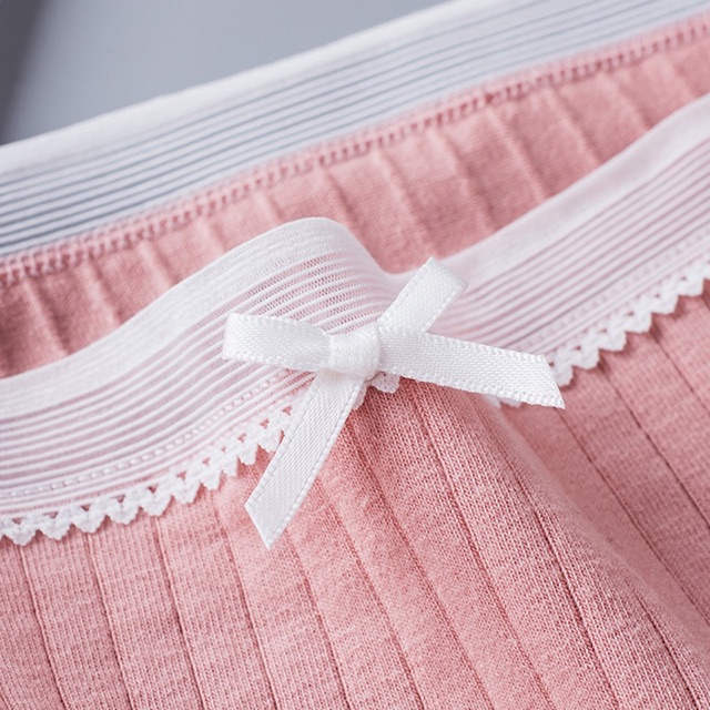 Quần Lót Cotton Viền Ren Đính Nơ Phong Cách Hàn Quốc TOPBRA