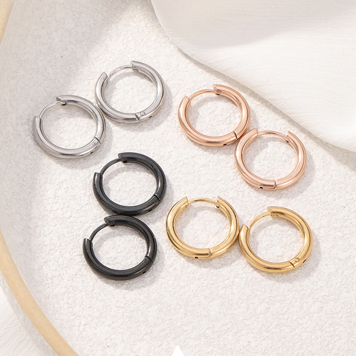 Bông tai tròn thép titan y tế không gỉ dành cho nam nữ phong cách unisex cá tính  - Mely CT06
