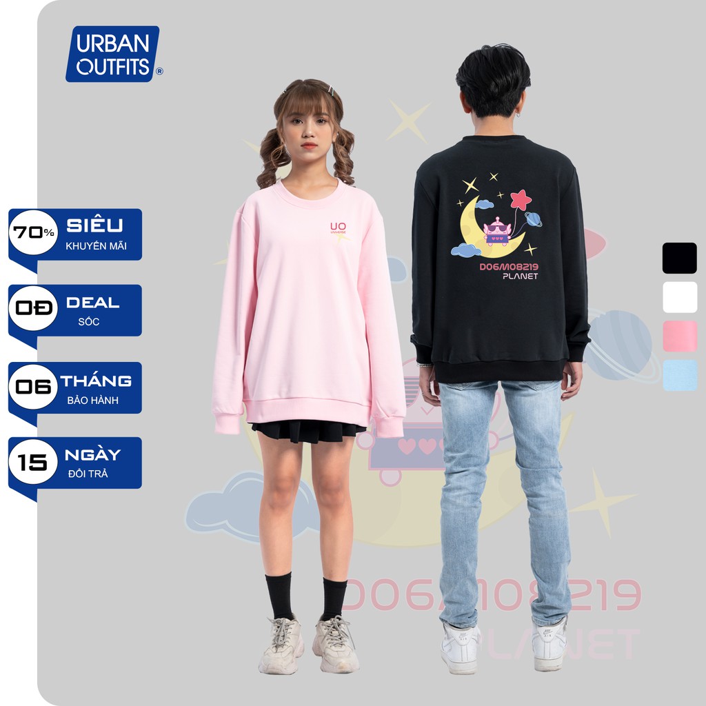 Áo Sweater Form Rộng Nữ Nam URBAN OUTFITS In Mặt Trăng DO6M08219 Planet SWO32 Thun Cotton Nỉ 4 Chiều Local Brand