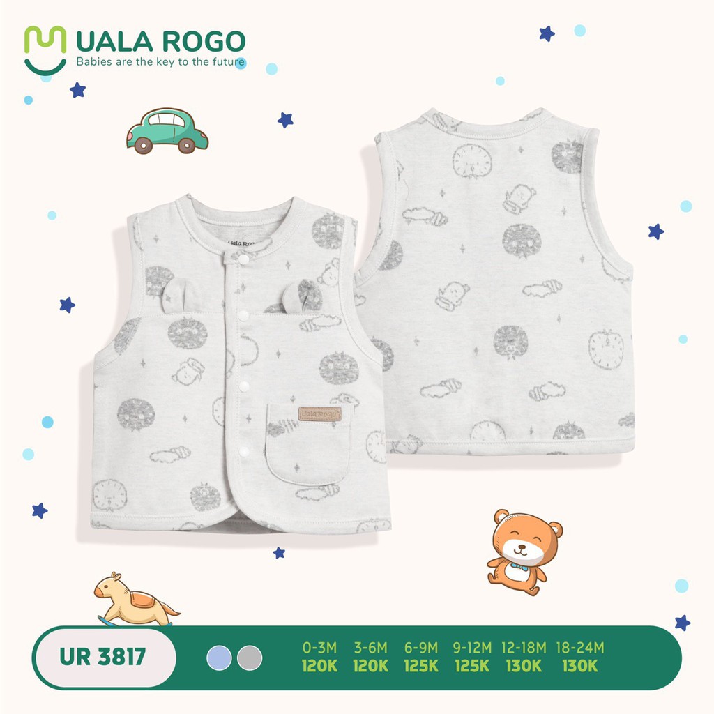 [CHÍNH HÃNG] Áo gile cài giữa họa tiết trẻ em thu đông Uala Rogo