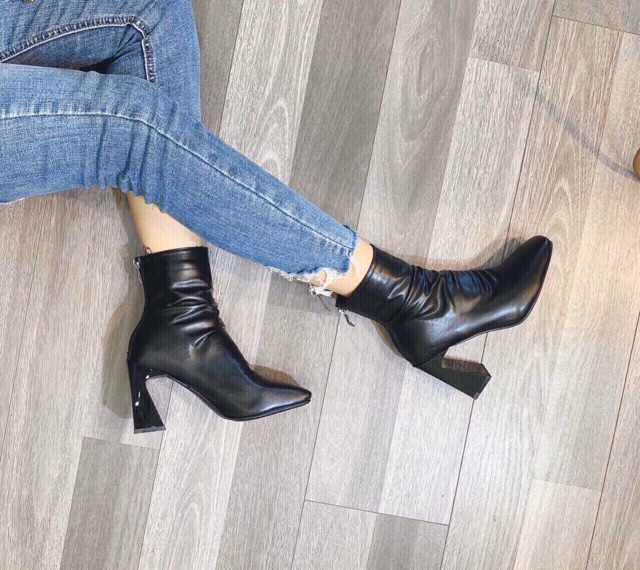 Boot nhăn cao gót 7p fullbox