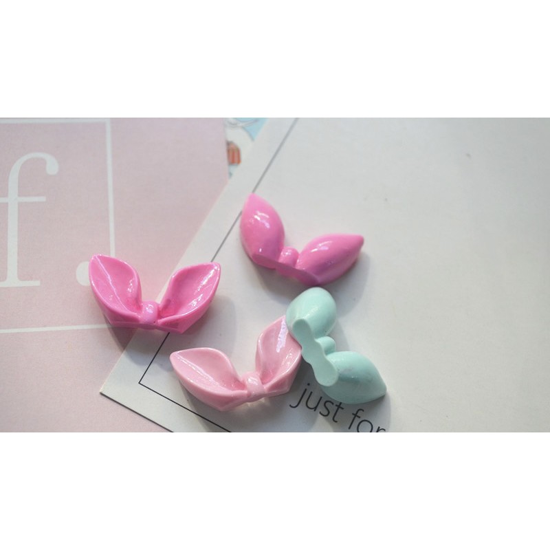 Charm (C62) slime/ Dụng Cụ Charm Trang Trí [Ko Keo &amp; Nút] Hình Nơ Thỏ Xinh Xắn (2.6x1.6 cm)