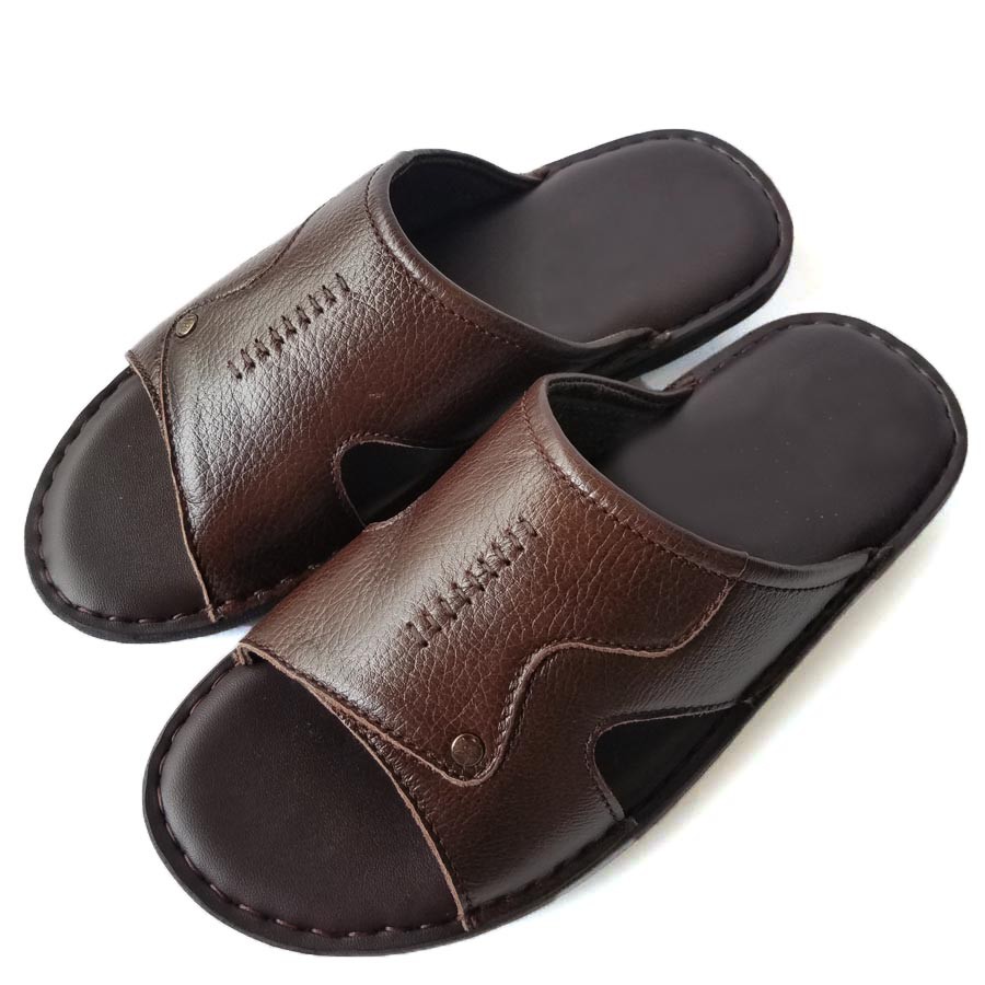 Dép Nam Quai Ngang 💖𝐅𝐑𝐄𝐄𝐒𝐇𝐈𝐏💖 HKT Shop Da Bò Thật Cao Cấp Bảo Hành 12 Tháng