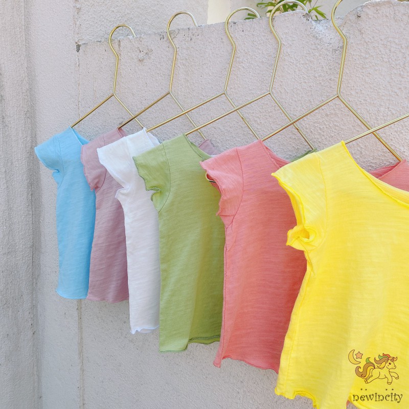 Áo Thun Tay Ngắn Bằng Cotton Thời Trang Mùa Hè Phong Cách Hàn Quốc Dành Cho Trẻ Em