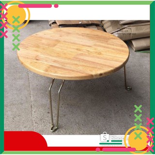 Bàn tròn  gấp gọn gỗ cao su tròn 60 cao 28 cm bền đẹp