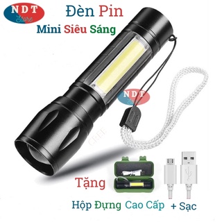 Đèn Pin MINI Siêu Sáng Cao Cấp Có Zoom Xa Gần Tặng Hộp Đựng Và Sạc Pin Tiện Dụng