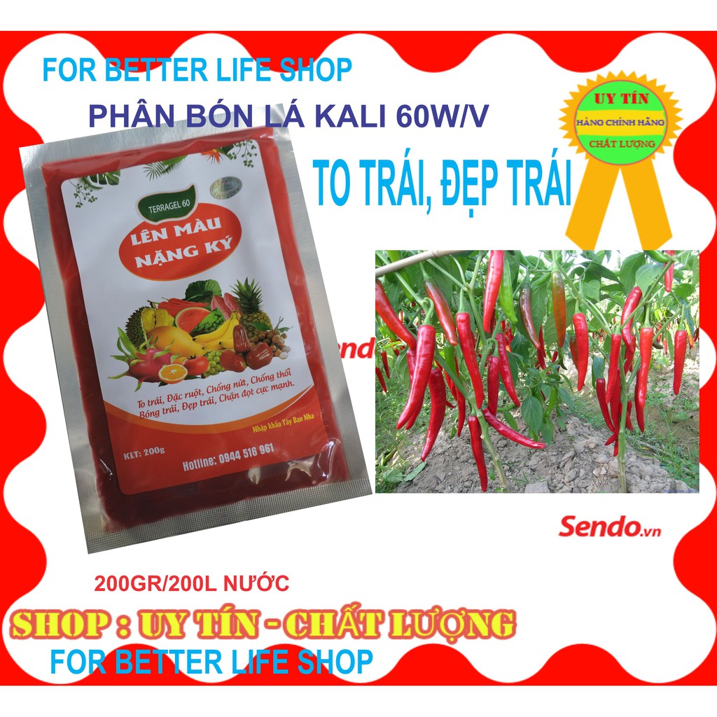 Phân Bón Lá KALI 60 Lên Màu, Nặng Ký gói 200gr