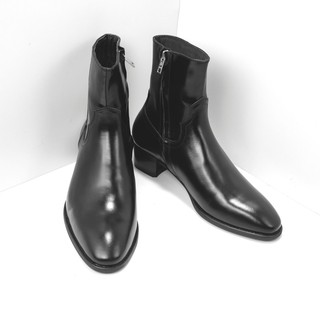 Giày Zip boots đế 5cm da bò nhập khẩu cao cấp