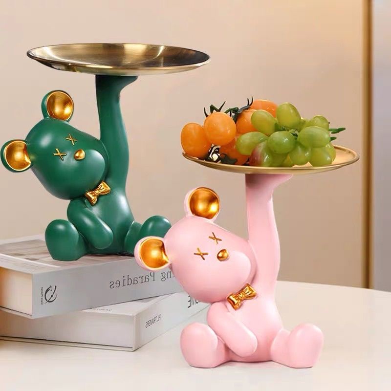 Kệ Hình Gấu Bê Khay Đựng Hoa Quả Decord, Chú Gấu Bê Khay Trang Trí Sáng Tạo