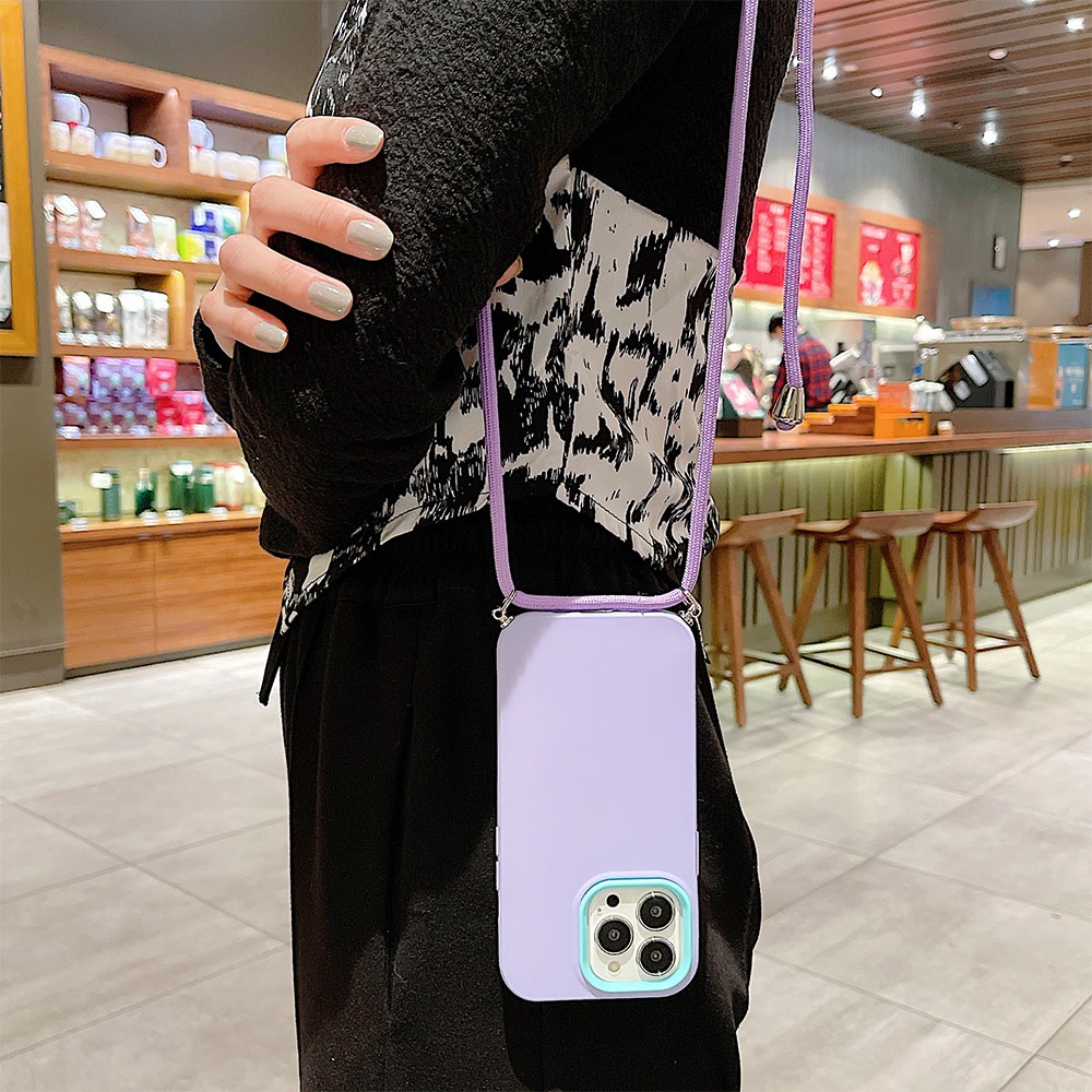 Ốp Điện Thoại Mềm 3 Trong 1 Có Dây Đeo Chéo Cho iPhone 13 12 Pro 11 Pro XS MAX X XR 7 8 Plus SE 2020
