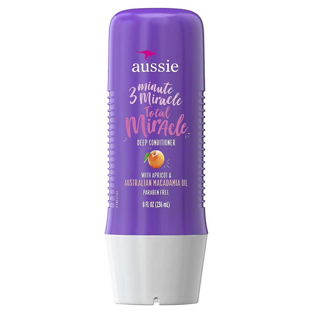 Kem xả cho tóc hư tổn Aussie Paraben-Free Total Miracle 3 Minute Miracle Conditioner with Apricot 236ml (Mỹ)