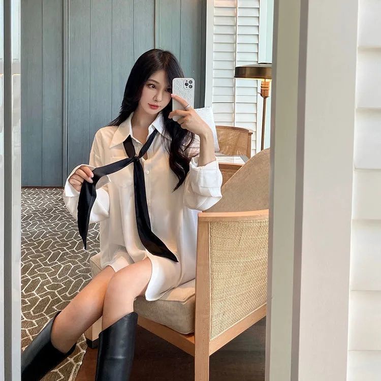 Jiashucheng Áo Sơ Mi Trắng Thiết Kế Đơn Giản Phong Cách Phương Tây Thời Trang Xuân Thu Mới Cho Nữ