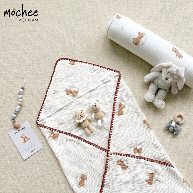 Mochee - Ủ choàng Muslin bốn mùa mềm mại, thấm hút tốt