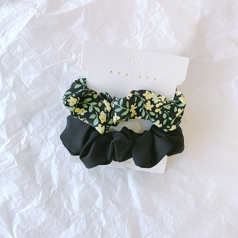 Set 2 Dây Cột Tóc Scrunchies In Hoa Dễ Thương Phong Cách Hàn Quốc
