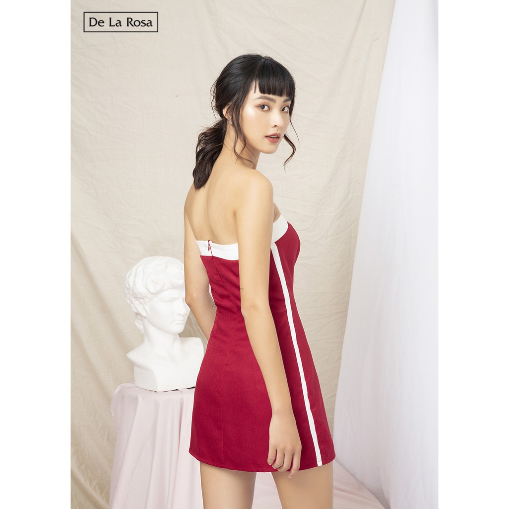 Đầm váy đỏ cúp ngực thiết kế body phối kaki - De La Rosa | BigBuy360 - bigbuy360.vn