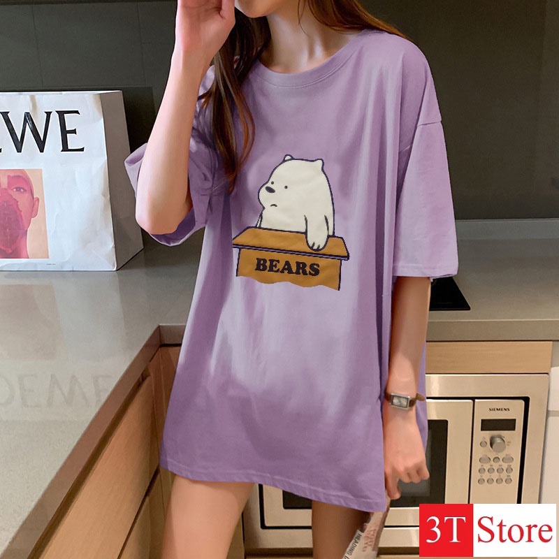[Video + Ảnh Thật] Áo Thun Tay Lỡ Freesize Unisex Hot Trend Bear Cute