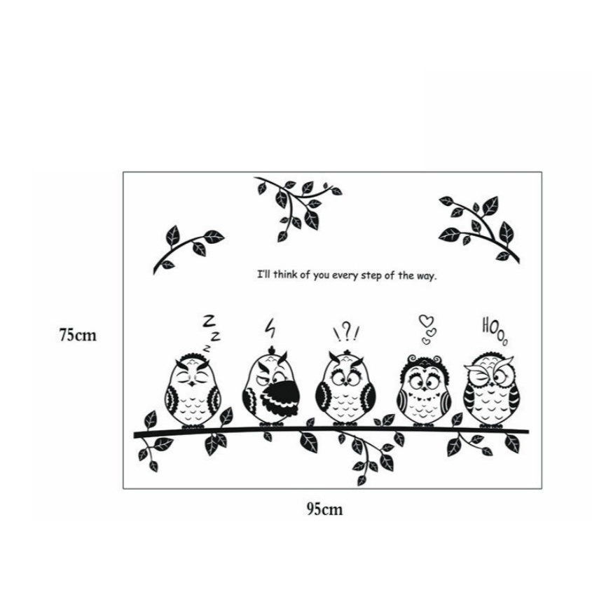 Decal trang trí tường - Những chú cú mèo đen