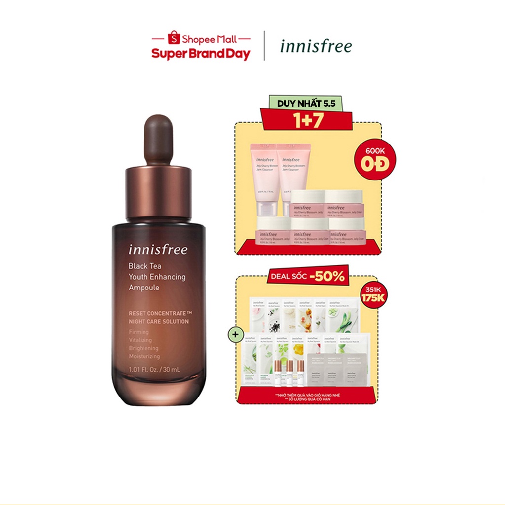 Tinh chất phục hồi da và chống lão hóa trà đen innisfree Black Tea Youth Enhancing Ampoule 30ml