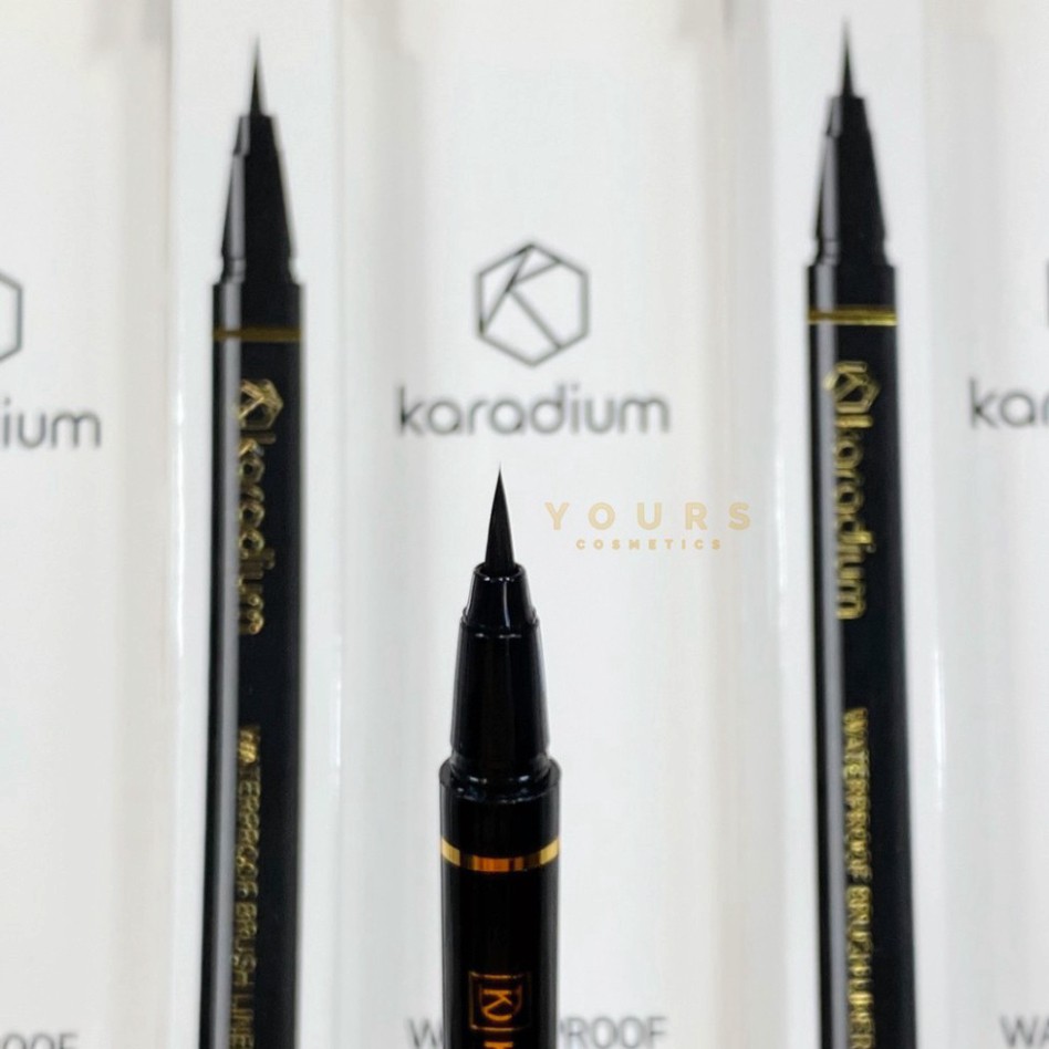 [Auth Hàn] Bút Kẻ Mắt Nước Karadium Không Trôi Waterproof Brush Liner Black Vỏ Trắng - Bút Kẻ Dạ Karadium Hàn Quốc M8