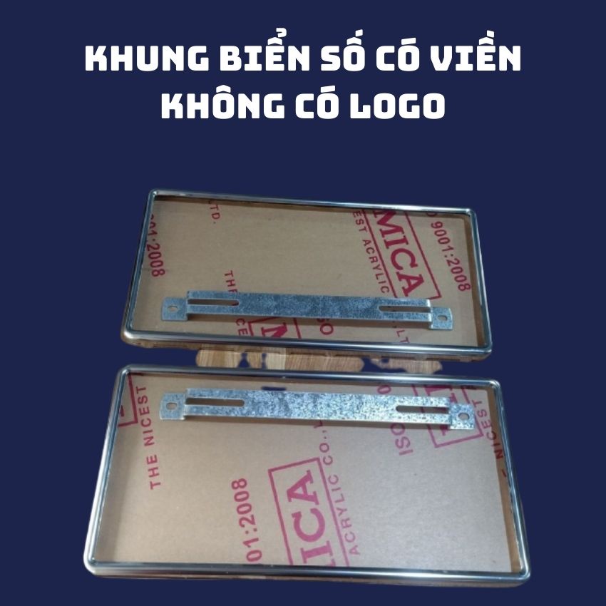 Khung Biển Số Ô Tô Inox 304 Kèm Mica Pat Biển Số Xe Kinh Doanh Vận Tải Màu Vàng và Xe Đăng Kí biển Mới Kích Thước 33 X 1