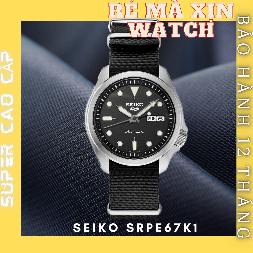 ĐỒNG HỒ NAM SEIKO 5 SPORT AUTOMATIC 2020 , DÂY NATO MÀU BALCK-ĐEN , SRPE67K1