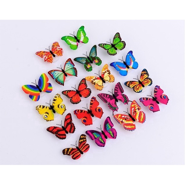 Set 1/5 đèn LED kiểu bướm 3D dễ thương xinh xắn trang trí nhà cửa cỡ 7cm * 5.6 cm