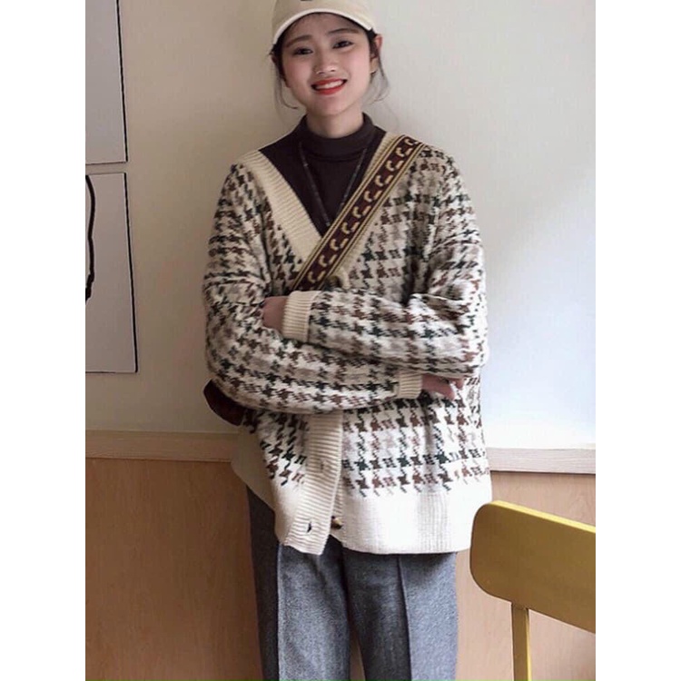 Áo len cardigan zic zac Hàn Quốc