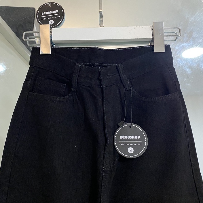 THE QUAO - Quần jean nữ ống suông rộng màu đen Basic ( Lưng Cao - Ống Suông vừa) BC308 | BigBuy360 - bigbuy360.vn